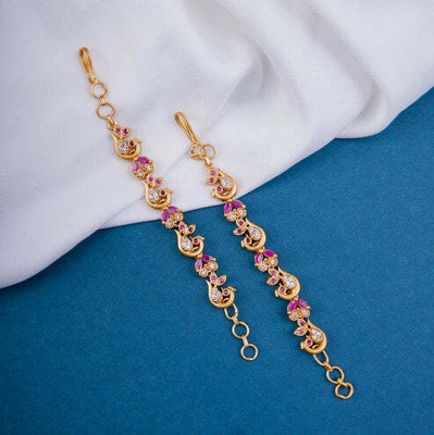 Opal Touch Dazzling Ear Chain Gold Earring Set