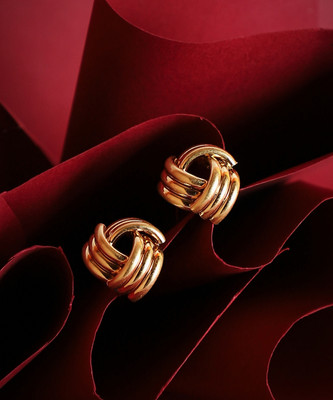SOHI The Small Ribbed-Intertwine Stud Earrings Alloy Stud Earring