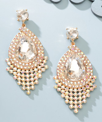 RUBANS Rubans Gold-Plated Zircon Teardrop Shaped Earrings Brass Drops & Danglers