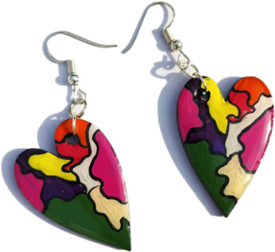 Artshaili Artshaili Unique Abstract Heart Wood Drops & Danglers