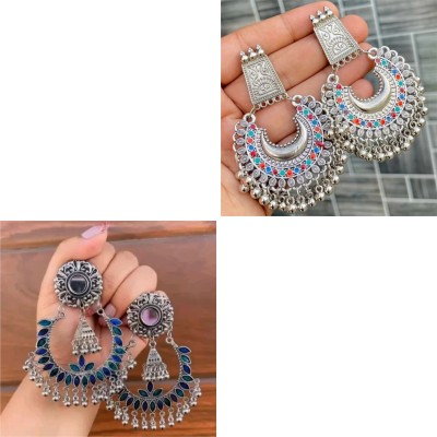 DF DEB FASHION chandbali Emroidery stone trending earring Beads Alloy Chandbali Earring