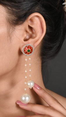 Tanusha Jewels TRADITIONAL DROP EARINGS WITH REMOVAL PEARLS Pearl, Zircon Brass Drops & Danglers