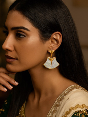 Digital Dress Room Fresh Water Pearl Earrings Geometric Shape AD Stud Earrings for Women Brass Stud Earring