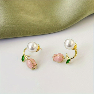 Ahvi Jewellery Bloom Pearl Bud Earrings Gold Stud Earring