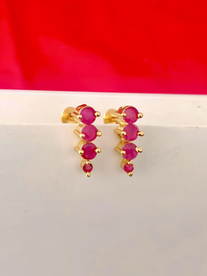 KAKOSHI IMITATION WOMEN EARRING Ruby Brass Stud Earring