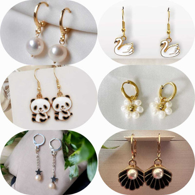ELCETRATD JEWELLERY Shimmering beautiful pack of 6 earrings combo for women and girls Crystal Alloy Earring Set