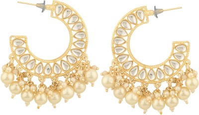 SPARGZ Spargz Traditional Festive Wear Gold Plated Kundan Hoop Earring For Women Pearl Alloy Hoop Earring
