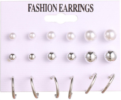 Oulik Set Of 9 Trendy Earring set Of Grils & Women Metal Hoop Earring, Stud Earring