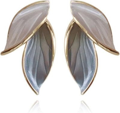 Azarya Women Gold-Plated leaf shaped earrings studs Earring For Women Stainless Steel Stud Earring