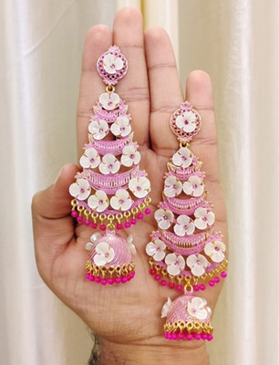 JEWERICHE IMITATION Attactive Floral Buds Jhumka Maroon Beads Alloy Jhumki Earring