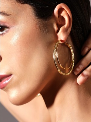 Rubans Voguish Gold-Plated multi layered Circular Hoop Earrings Brass Hoop Earring