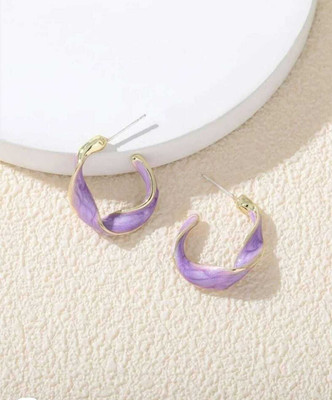 Royce Modern Art-Inspired Purple Stud Earrings – Gold Twisted Metal for Women Enamel Stud Earring