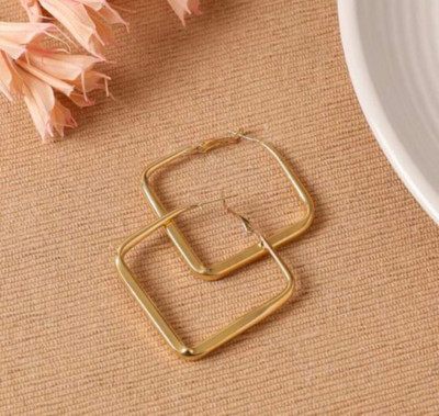 SawariyaaSeth Modern Square Gold Plated Earrings for Women & Girls – Party Wear Alloy Hoop Earring