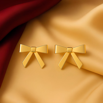 Karishma Kreations New Alloy Bow Earrings Cross Border European Women's Geometric Bow Earrings Copper Hoop Earring