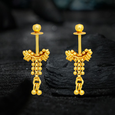 Drashti Collection Traditional Micron Gold Plated Maharashtrian Style Bugadi Earrings Pack Of 1 Brass Ear Thread