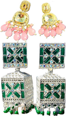 Hernger traders Big_stone_peach01_03 & Earring-Box-05_04 Cubic Zirconia Alloy Earring Set