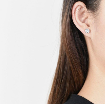 house of common Stylish Silver Plated Om Studs Alloy Stud Earring