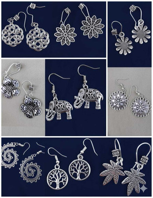 JV CREATION Oxidized German Silver Earring Set Alloy Chandbali Earring, Drops & Danglers, Jhumki Earring, Stud Earring, Earring Set
