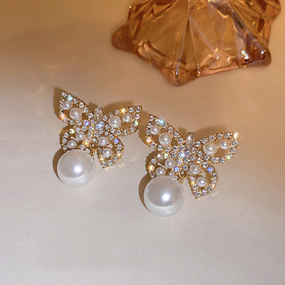 MEENAZ Bow Earrings for women korean earing girl Moti Ear Ring stylish Western studs Cubic Zirconia, Beads, Diamond Gold, Alloy, Mother of Pearl, Stone Earring Set, Drops & Danglers