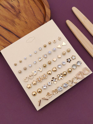 RARE ONE STUDIO 30 Pairs of Fashion Stud Brass Stud Earring