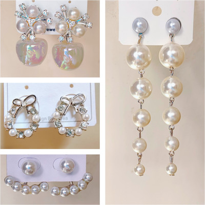 Nish Bliss Stylish Korean Earrings Combo for Women | Bow tie, rose cage , dangler, Cage Alloy Drops & Danglers