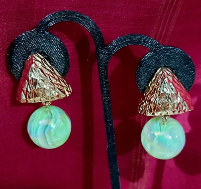 designearrings Gold plated geomentric shape pearl drop Korean earrings Pearl Aluminum, Metal Earring Set