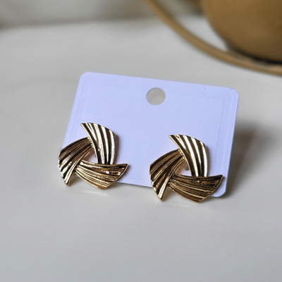 Aura Collection Modern Gold Plated Geometric Stud Earrings for Women Stainless Steel Stud Earring