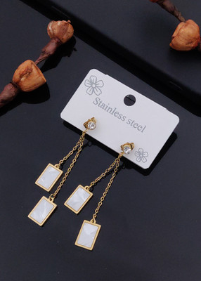 Shree Enterprise Rectangle Layer Shape Beautiful Plug Earring-White Alloy Plug Earring