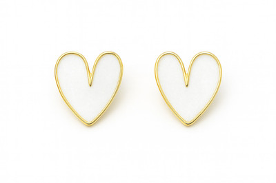 ORUKA Heart Korean Earrings Beads Alloy Stud Earring