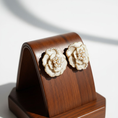 LifeLily Classic Gold and Pearl Blossom Earrings for Women and Girls Alloy Earring Set