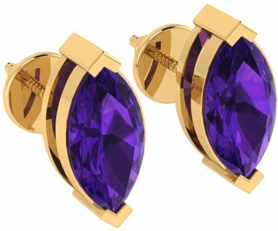 Diamtrendz Jewels Marquise Solitaire Gemstone Feb Birthstone Yellow Gold Plated Sterling Silver Amethyst Silver Stud Earring