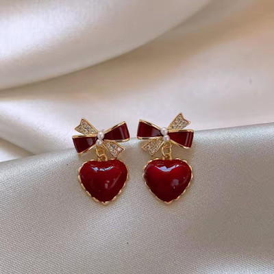 estailo fashion Estailo Bling Blogger Bow Earrings for Women & Girls | Gold-Plated Sparkling Stu Alloy Drops & Danglers