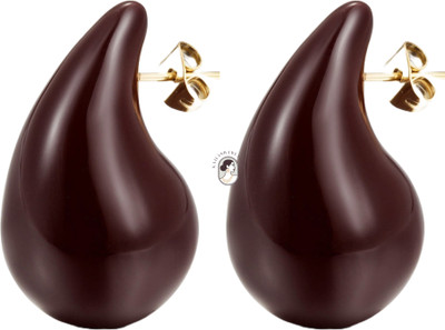 kailash creation Kailash Creation Maroon Chunky Gold Teardrop Earrings for Women Alloy Drops & Danglers