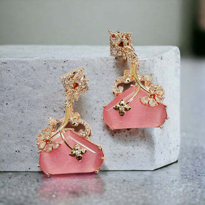 Opal Touch Spring Meadow Sparkle Earrings Cubic Zirconia Brass Stud Earring