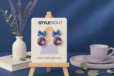 IStyleRight Purple Crystal Bow Charm Earrings Alloy Stud Earring