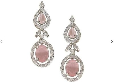 Kishori fashion Hu Pink American Daimond Handcrafted Brass Earrings Diamond Crystal Stud Earring