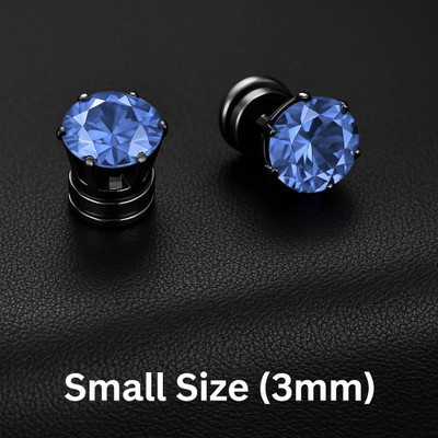 stylewind Blue Magnetic Cubic Zirconia Stainless Steel Stud Earring