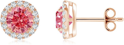 Sivori Sivori | Prong-Set Lab-Grown Fancy Intense Pink and White Zircon Halo Stud Earr Zircon Brass Earring Set