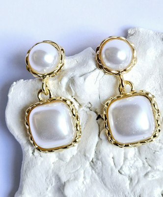 Hathor jewels Round pearl drop earing Pearl Stainless Steel Drops & Danglers