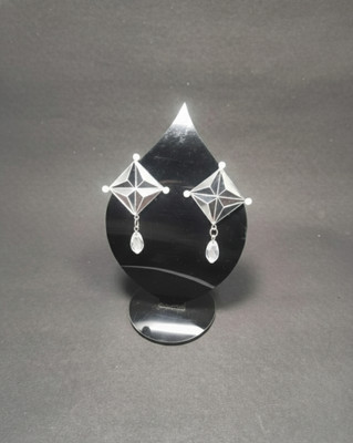 Kaach ni kala Zalak Reflective Star Mirror Earrings with Crystal Drop Glass Stud Earring