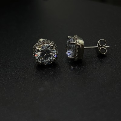 BRILLIANCE JEWELS ROUND CUT WHTE DIAMOND FANCY STUD FOR WOEMN'S & GIRLS Zircon Sterling Silver Stud Earring