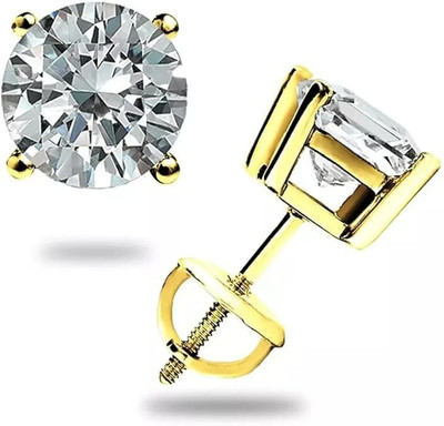 Teena Gems 1 Ct Round Lab Diamond Stud Earrings | 14K White Gold | Screw | Birthday Gift Diamond Metal Earring Set