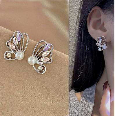 LBTK New Butterfly earring korean earring western earring for women Cubic Zirconia Alloy Stud Earring