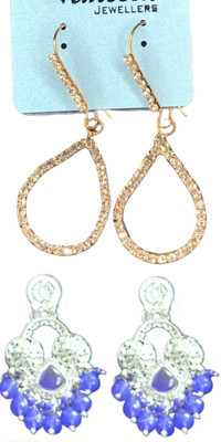 Hernger traders Rg_white_stone_06 & Three_Round_Purple00_01 Cubic Zirconia Alloy Earring Set