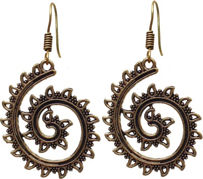 Lucky Jewellery Lucky Jewellery Golden Oxidised Plating Designer Earring Alloy Drops & Danglers