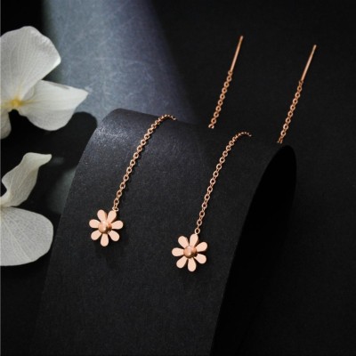 MYKI Cute Flower Dangle Earrings For Women & Girls Stainless Steel Drops & Danglers