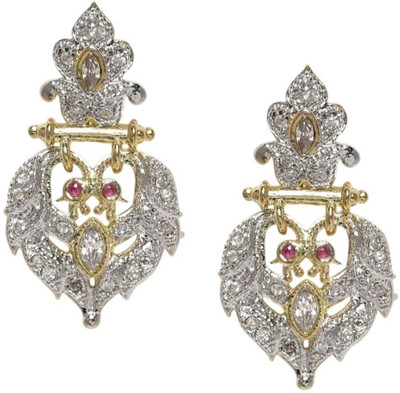 House of Pataudi Gold-Plated AD Studded Earring Brass Stud Earring
