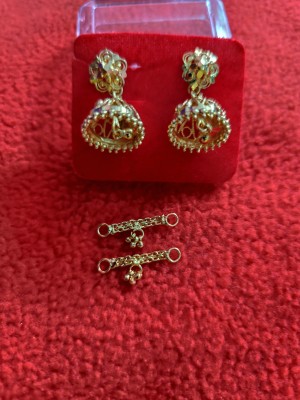 jeni One gram gold plated jumuki with mattal Copper Jhumki Earring