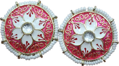 Kavi Traders Collection Round Red White Alloy Stud Earring