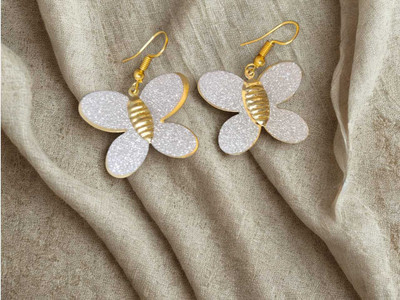 Collendz Glitter Butterfly Earrings Alloy Stud Earring